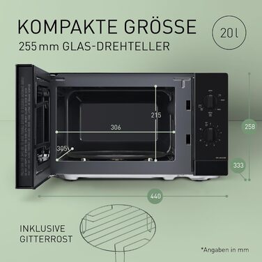 Мікрохвильова піч Panasonic NN-ST21QWEPG 20л з грилем, чорна - 800 Вт, 11 програм, LED-дисплей