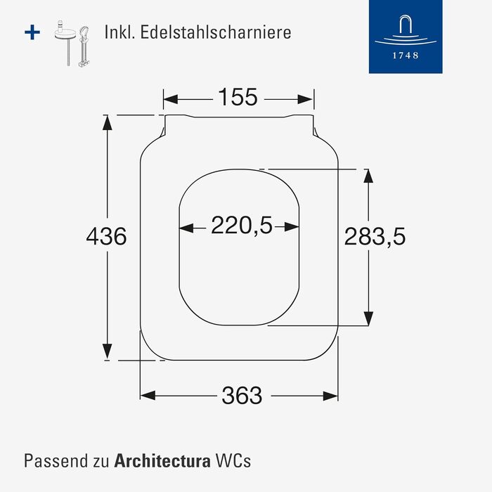 Сидіння для унітаза Villeroy & Boch Architectura D-подібне, білий глянцевий (Alpin), з мікроліфтом (SoftClose), знімне, термопласт (Duroplast), арт. 98M9C101