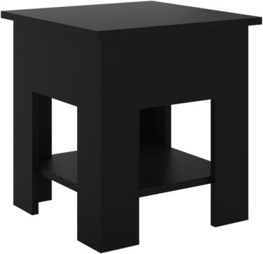 Журнальний стіл vidaXL з полицею, чорний, 40x40x42 см, деревостружкова плита, для вітальні, кавовий та приставний стіл
