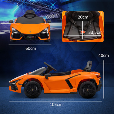 Дитячий електромобіль AIYAPLAY 12V дитячий автомобіль з пультом дистанційного керування 2.4G, музика, електромобіль з підсвічуванням, порт USB/MP3, функція реверсу, до 5 км/год, для дітей 3-5 років, помаранчевий