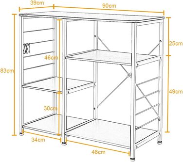 Стелаж кухонний SogesHome 90 x 40 x 83 см, SH-171-BK, чорний горіх