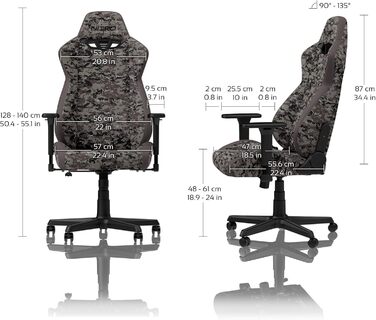 Ігрове крісло NITRO CONCEPTS S300 Urban Camo, ергономічне, для геймерів і офісу, тканинна оббивка, навантаження до 135 кг