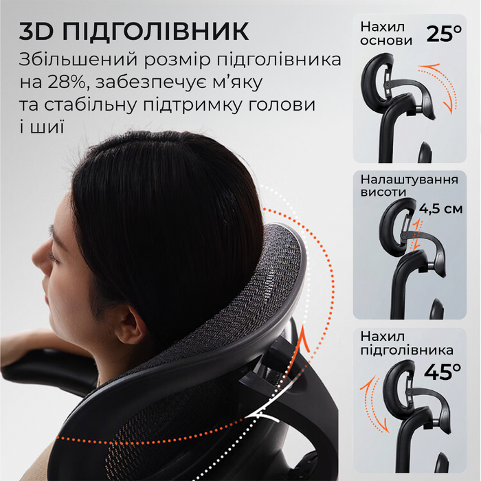 Крісло офісне Sihoo C500 V2 Black з підставкою для ніг