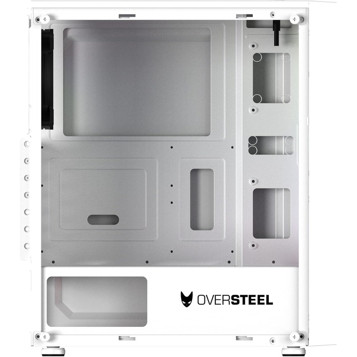 Oversteel Iridium — ігровий корпус для ПК ATX/Micro ATX/ITX, 120 мм A-RGB вентилятор, сітчаста передня панель, 2 пилові фільтри, загартоване скло, USB 3.0, білий