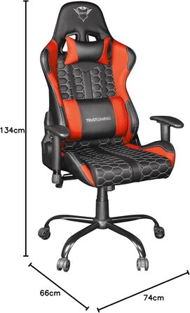 Ігрове крісло Trust Gaming GXT 708R Resto, обертається на 360°, офісне крісло з знімними подушками, регульована висота, фіксація, червоне