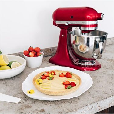 Кухонна машина KitchenAid Artisan — планетарний міксер з 2 чашами та 3 насадками з нержавіючої сталі, 4.8 л, колір: червоний (Liebesapfelrot)