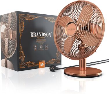 Вентилятор настільний Brandson мідний, 3 швидкості, з осциляцією 80° та нахилом 40°, металевий корпус