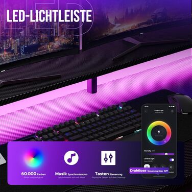 Ігровий стіл YOUDENOVA 150x50 см з LED-підсвіткою, розеткою та шухлядами, поверхня з карбону, чорний
