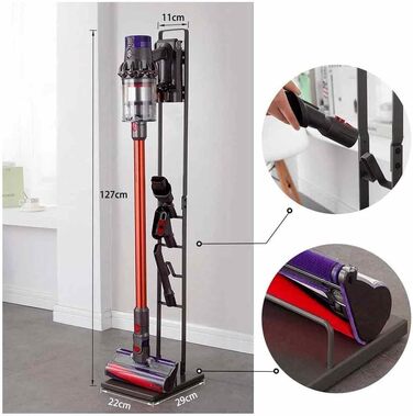 Металевий підлоговий стійка-тримач Recamania для бездротових пилососів Dyson, нержавіюча сталь, сріблястий