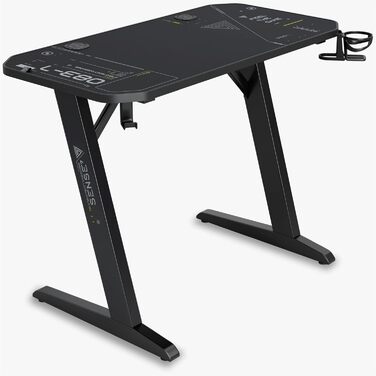 Ігровий стіл SENSE7 Nomad Cybernetic 120x60 см, комп'ютерний стіл з вуглецевим покриттям, ергономічний, з гачком для навушників, підсклянником та тримачем для контролера