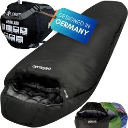 Зимовий спальний мішок-кокон EXPLORER® GRÖNLAND для дорослих, температурний режим -23°C...-5°C, наповнювач 350GSM, 230x82x55см, чорний (правий замок)
