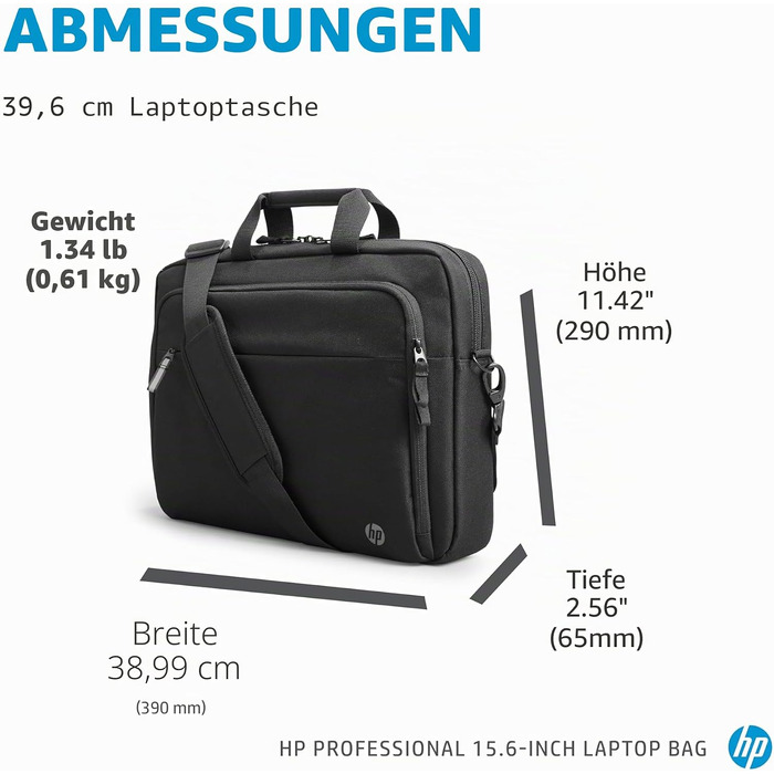 Сумка-чохол для ноутбука HP Professional до 15.6 дюймів, водовідштовхуюча, з RFID-захистом та подвійними замками, чорна