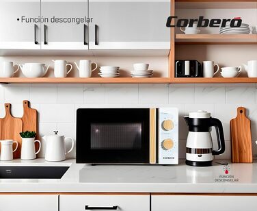 Мікрохвильова піч Corberó CMICG270WOODW, 20 л, 700 Вт, механічне керування, 5 рівнів потужності, чорна