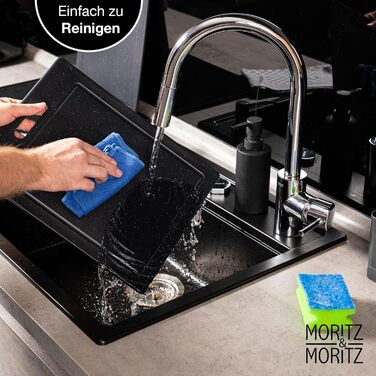 Набір обробних дощок Moritz & Moritz з пластику, граніт, 25x15 см, 4 шт, BPA Free, для кухні, гігієнічні, для сніданку, можна мити в посудомийці