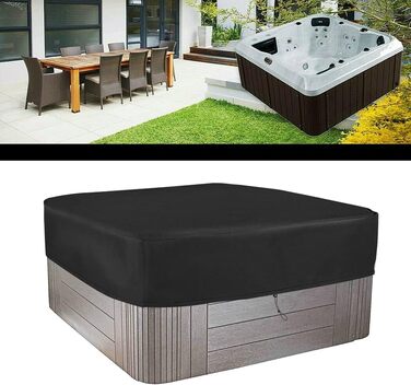 Водонепроникний чохол для надувного джакузі та SPA-басейна Whirlpool, квадратна всепогодна кришка з тканини 420D Oxford, захист від UV та вітру (200x200x85 см / 220x220x25 см)