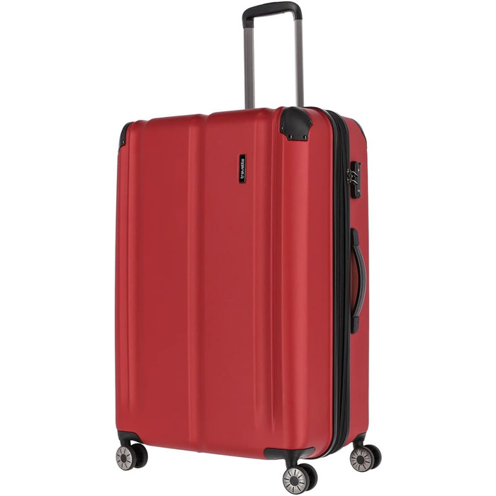 Велика валіза на 4 колесах Travelite CITY з жорстким корпусом, розширювана, з TSA-замком, стійка до подряпин, 77 см, 113-124 л, червона