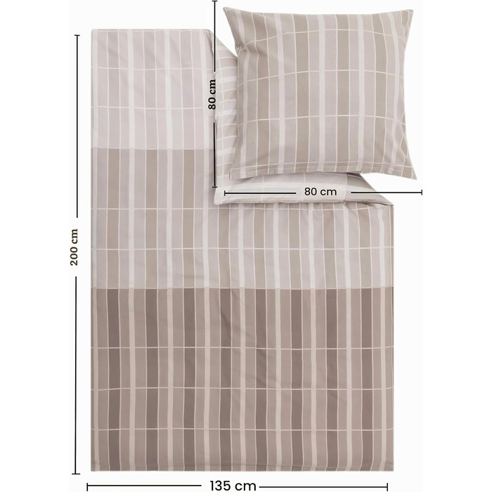 Постільна білизна s.Oliver Satin-Flanell бавовняна, бежева в клітинку, 135x200 см та 80x80 см
