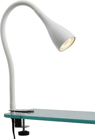 Настільна LED лампа B.K.Licht з димером, поворотна, біла, 60 см, для офісу та читання, з кабельним вимикачем, прищіпка