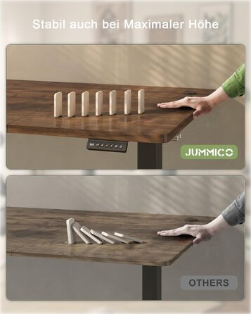 Електричний стіл JUMMICO з USB-портом, 160 x 70 см, регулювання висоти, стоячий/сидячий, коричневий