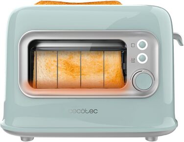Тостер Cecotec RetroVision Blue вертикальний, 700 Вт, 2 слоти, ретро-дизайн, автоматичне вимкнення