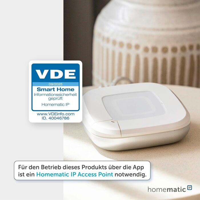 Homematic IP Термостат на радіатор Basic – Розумний дім, цифровий термостат для опалення, керування через додаток, сумісний з Alexa та Google Home, проста установка, економія енергії, 153412A3
