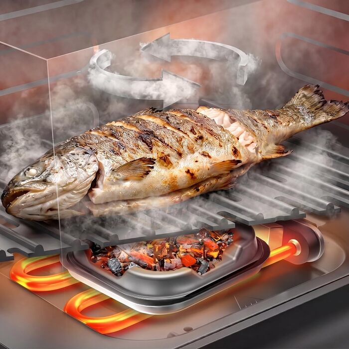 Аерофритюрниця-гриль Cecotec Cecofry&Grill Smokin' 6500 Plus 6.5л, 2200 Вт, з функцією копчення, гриль-платою та вікном, чорна