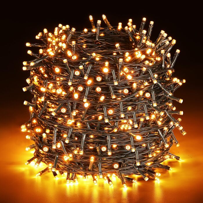 Світлодіодна гірлянда для вулиці LED (100 м, 1000 світлодіодів), теплий білий колір, 8 режимів роботи з функцією пам'яті
