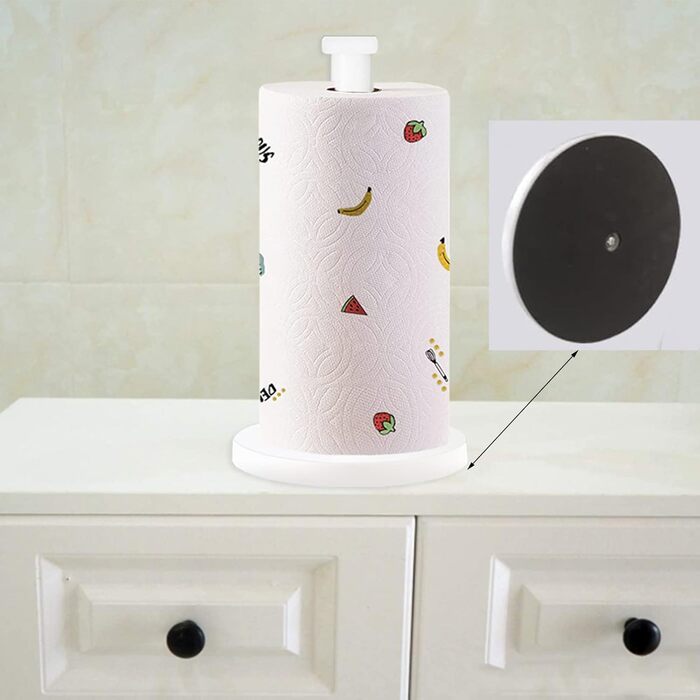 Тримач для паперових рушників на стільницю з мармуровою підставкою для кухні та ванної кімнати, білий