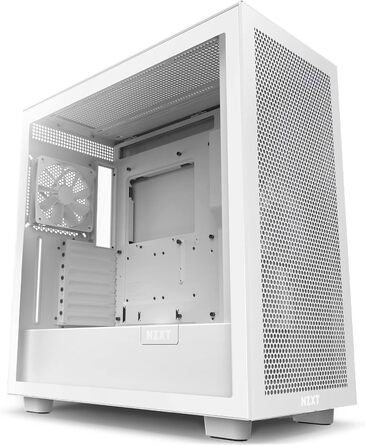 Корпус для ПК NZXT H7 Flow ATX Mid-Tower, білий, скляна та сітчаста панелі, USB-C, підтримка водяного охолодження, ігровий