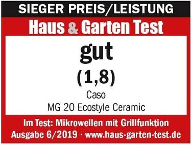 Мікрохвильова піч з грилем CASO MG 20 Ecostyle Ceramic, 20 л, керамічне дно, двоярусне приготування, сучасний дизайн