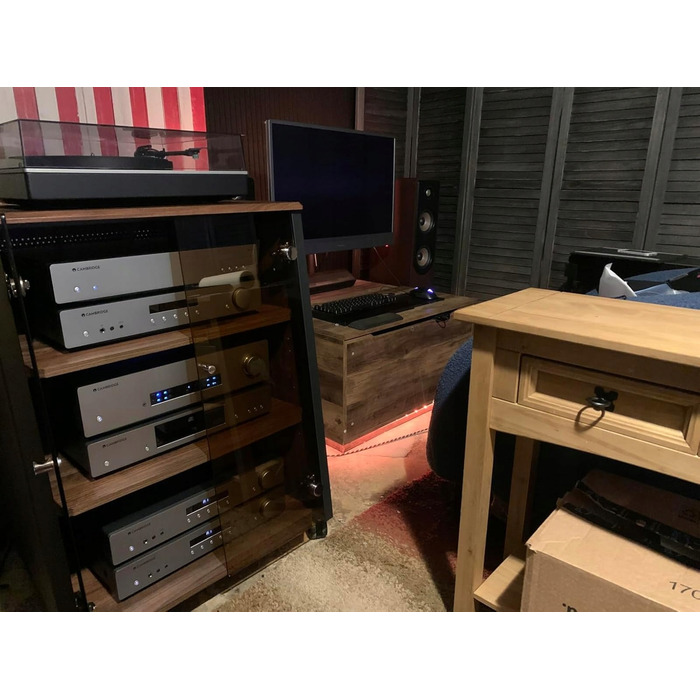 Стійка Hi-Fi на 4 рівні для вінілового програвача, PS5, Xbox, PS4 та акустичних систем — сучасний дизайн