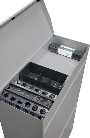 ARREGUI Top CR622-B контейнер для сортування сміття зі сталі з кришкою, 4 секції, відро для сміття для кухні, зйомні внутрішні відерця з ручкою, 4×17 л (68 л), світло-сірий