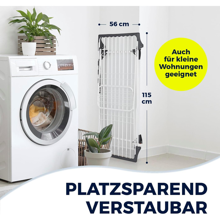 Сушарка для білизни EASYmaxx Falt XXL, телескопічна, 2.6 м, з роликами, для простирадл і рушників, для використання в приміщенні та на вулиці, без електрики