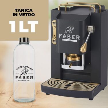 Кавомашина FABER Deluxe 3.0 ESE 44мм, чорна: професійна кавоварка з електроклапаном, скляним резервуаром 1л та латунним пресом для кавових таблеток