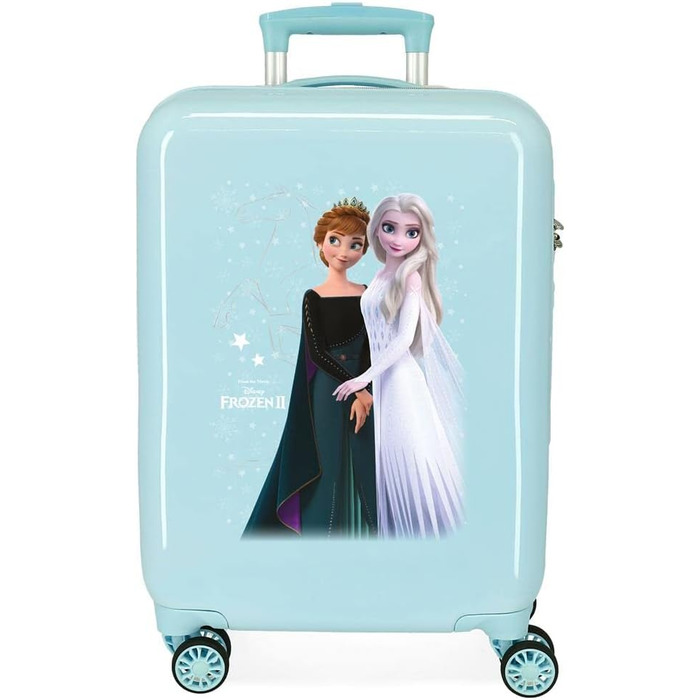 Дитяча валіза Disney Frozen, синя, 38x55x20 см, жорсткий пластик, 34 л, 2 кг, 4 колеса, ручна поклажа