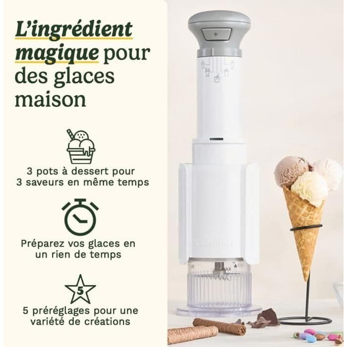 Морожениця Cuisinart FreezeEase з автоматичним охолодженням: морозиво, сорбет, заморожений йогурт - 3 режими, без попереднього заморожування, готовність за 40 хвилин, функція підтримки температури (біло-сіра)