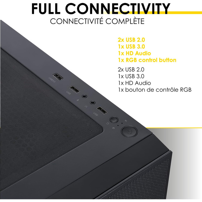 Корпус для ігрового ПК EMPIRE GAMING Sapphire ARGB, середній Tower ATX/Micro-ATX/ITX, бокова панель із загартованого скла, 3 вентилятори 120 мм ARGB, MB Sync, чорний