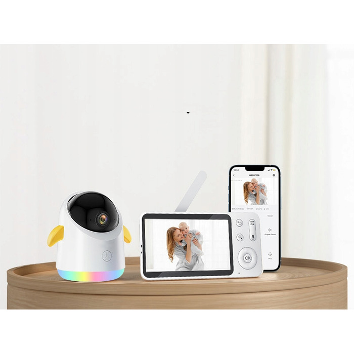 Відеоняня з WiFi-камерою 2K 3Мп, поворотним механізмом, LCD-дисплеєм 5