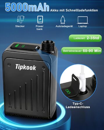 Портативний кемпінговий душ з насосом та акумулятором 5000mAh, 3 режими потоку води, мобільний розпилювач для кемпінгу, миття авто, тварин та поливу рослин