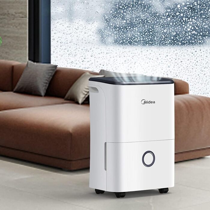 Осушувач повітря Midea DF-20DEN7-WF, 20 л/доба, для приміщень до 40 м², керування через додаток, 3 л бак, білий