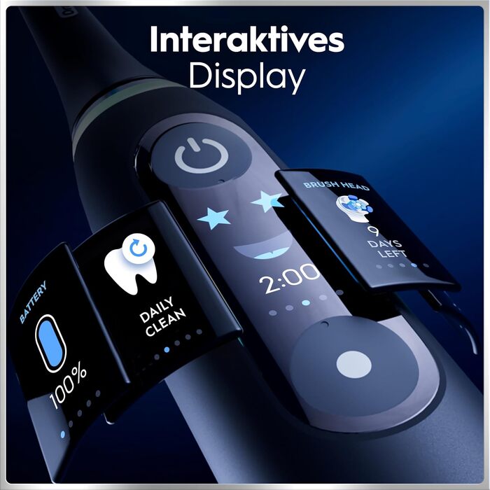 Електрична зубна щітка Oral-B iO Series 6 Black Lava, набір: щітка, 3 змінні насадки (Probierset) та чорний дорожній футляр