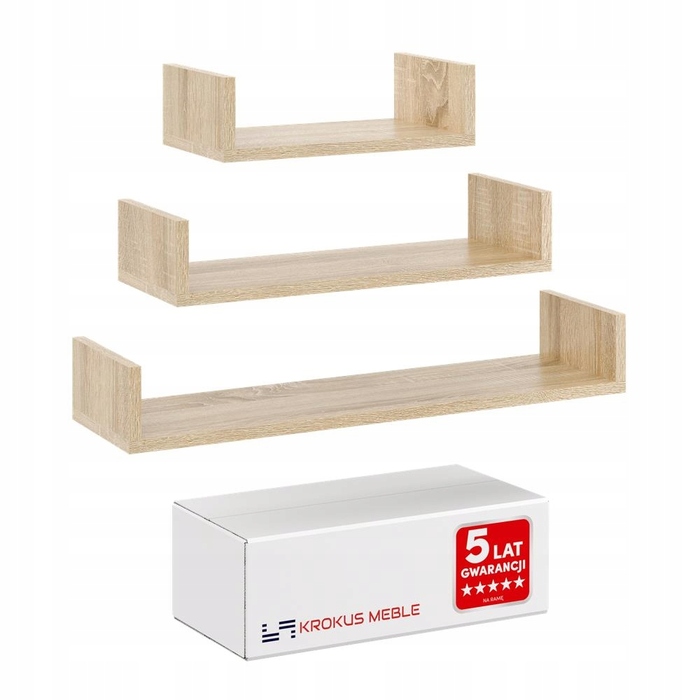Поличка з ламінованої плити Meble Krokus 80 x 18 см, дуб сонома
