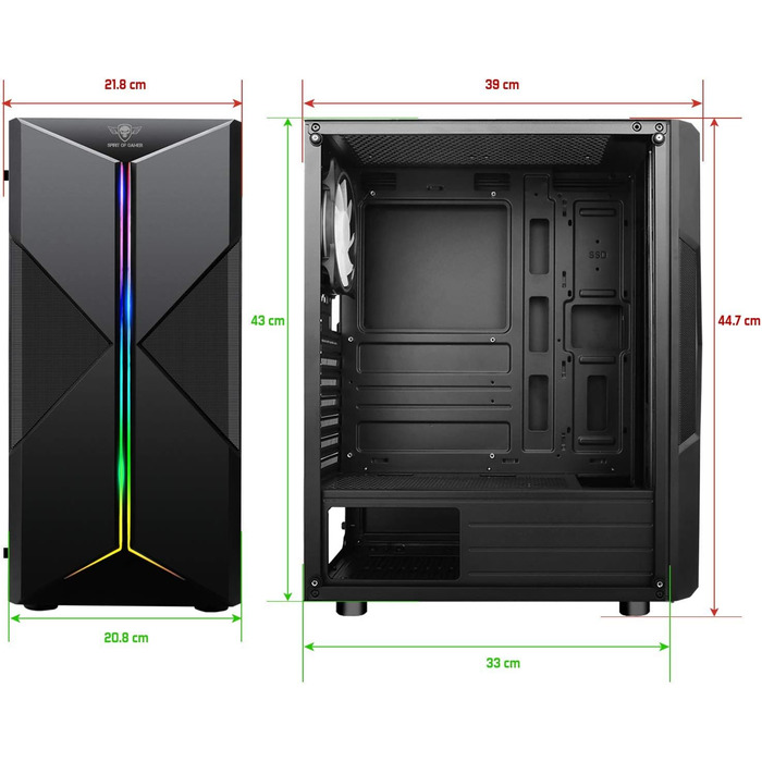 Корпус для ПК SPIRIT OF GAMER Clone III ARGB ATX/mATX/ITX, 4x120мм вентилятори, скляна бічна панель, металева сітка, сталь