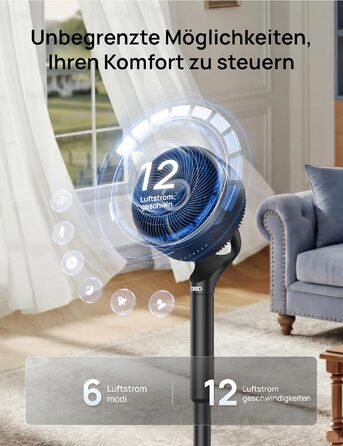 Вентилятор кімнатний DREO Smart-Ventilator: Охолодження, 150° осциляція, DC мотор, 12 режимів, пульт, таймер 12 год