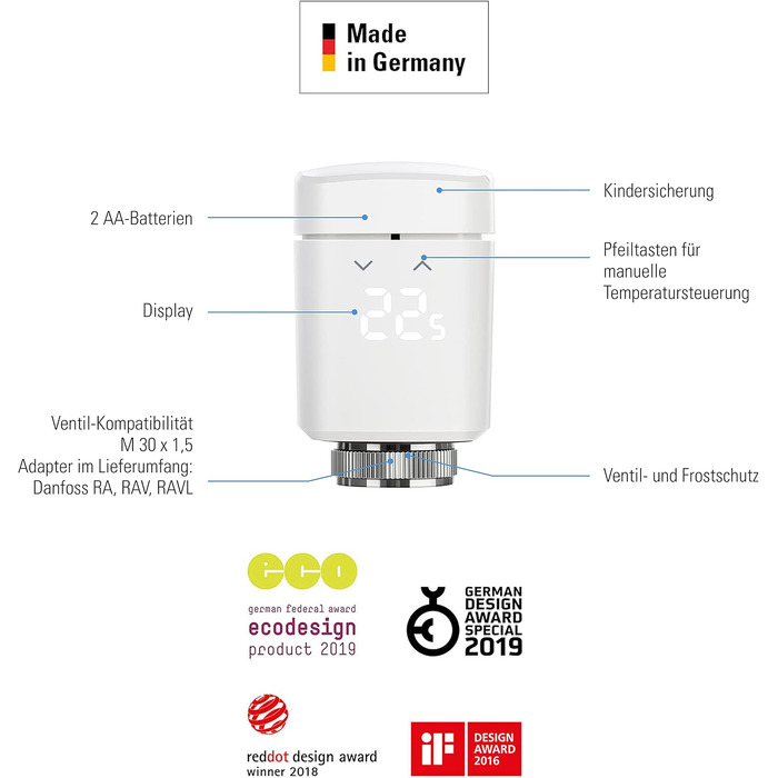 Розумний термостат для радіатора Eve Thermo (Apple HomeKit), білий