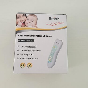 Дитяча електрична машинка для стрижки волосся Bimirth, тиха бездротова, USB-зарядка, керамічний лезо, водостійка, 3 насадки, без чохла