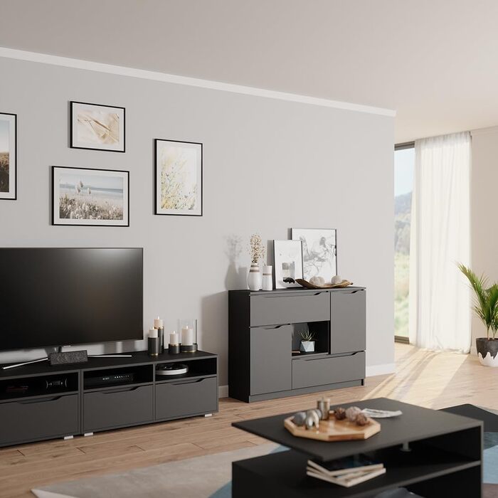 Комод Vicco Ruben антрацитовий 120x84 см, 2 шухляди