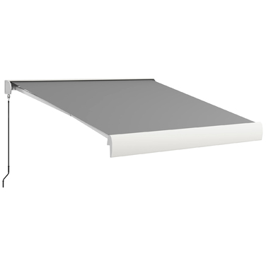 Тент Outsunny Folding Arm 3м Електричний тент з ручним рукояткою та дистанційним керуванням, балконний тент Алюмінієвий захист від сонця світло-сірого кольору