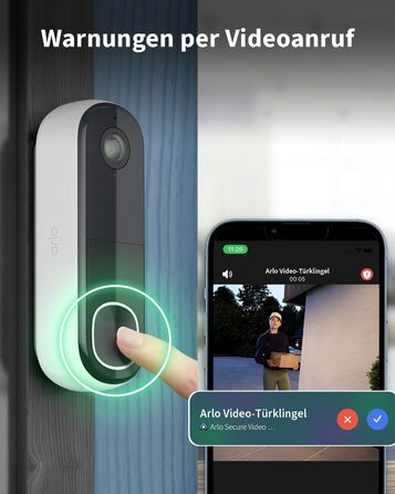 Відеодомофон Arlo 2K HD з камерою та дзвінком, бездротовий Wi-Fi, датчик руху, двосторонній аудіозв'язок, нічне бачення, сумісний з Alexa, сигналізація, тестовий період Secure Plan