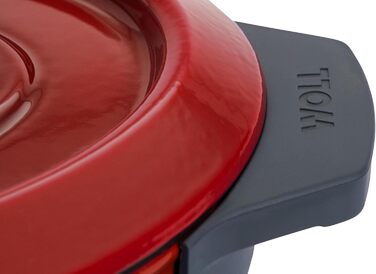 Чавунна жаровня Woll з кришкою та силіконовими ручками, 34x26 см, 7,5 л, для всіх типів плит, індукційна, духовка до 250°C, червона